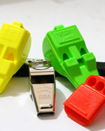 Multipack of various sports whistles